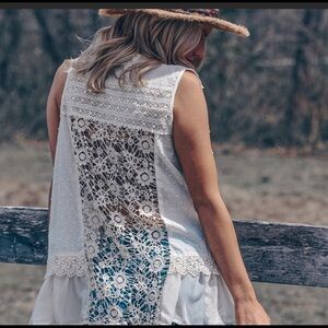 The HARPER Crochet Sleeveless Kimono Top